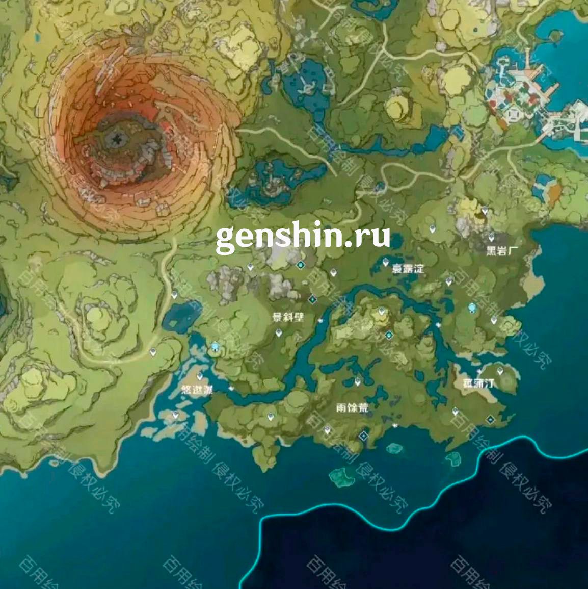 Новая локация ли юэ. Фонтейн Геншин карта. Слитая карта Фонтейна. Ганшин Импакт. Полная карта Genshin Impact.
